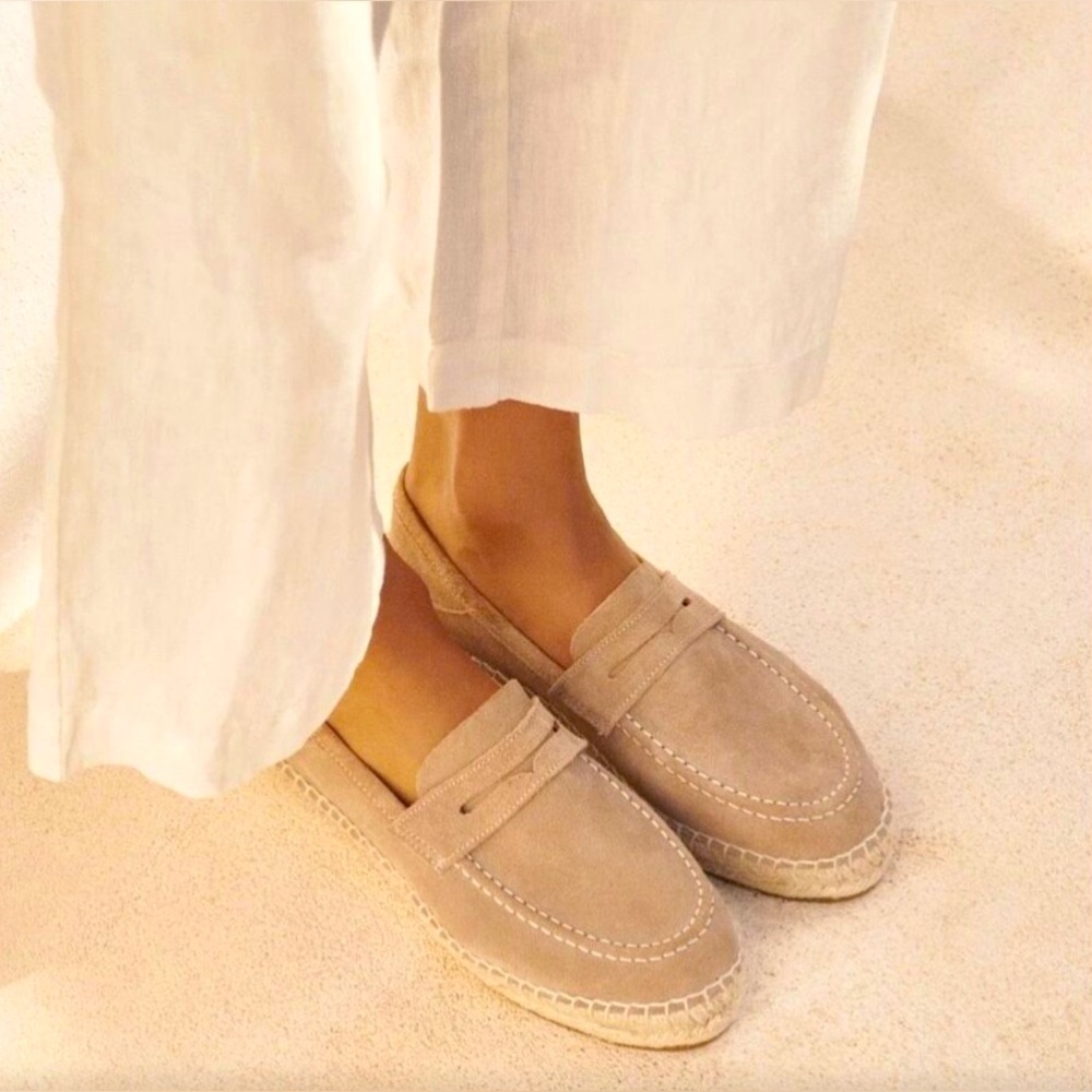 Tan Suede Espadrille Vacation Loafers - Picture 4 of 13